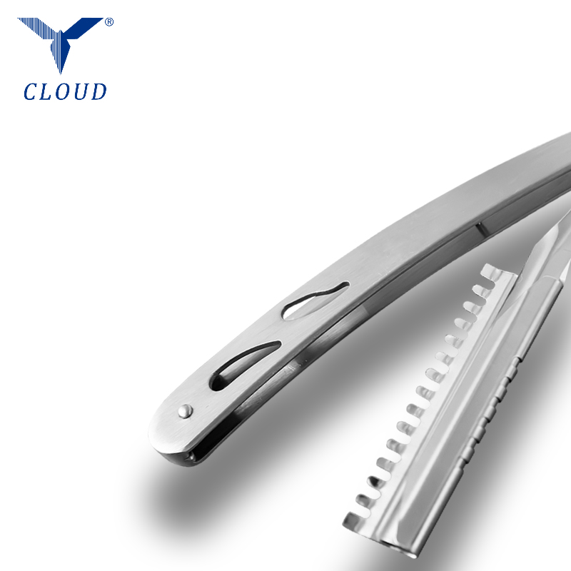 Matibay na Stainless Steel Corrugated Straight Razor Handle